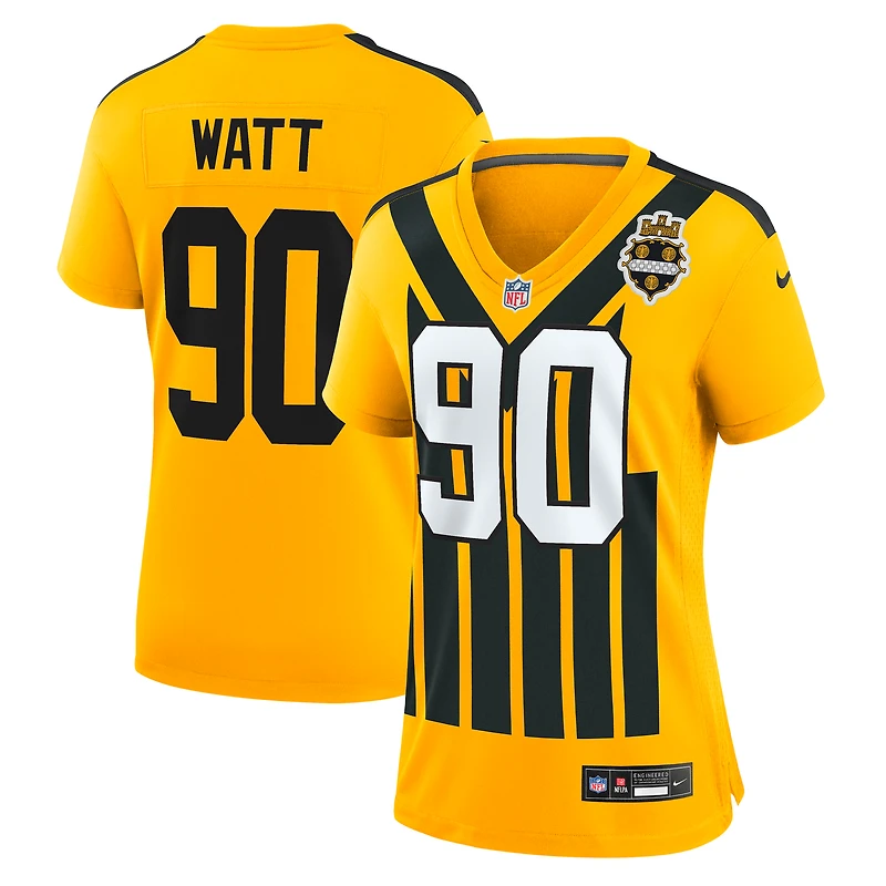 Maillot Nike T.J. Watt doré pour femme, modèle alternatif des Steelers de Pittsburgh, édition 1933