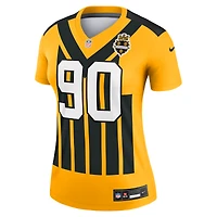 Haut Nike T.J. Watt Gold pour femme, joueur de légende rétro des Steelers Pittsburgh, version alternative 1933
