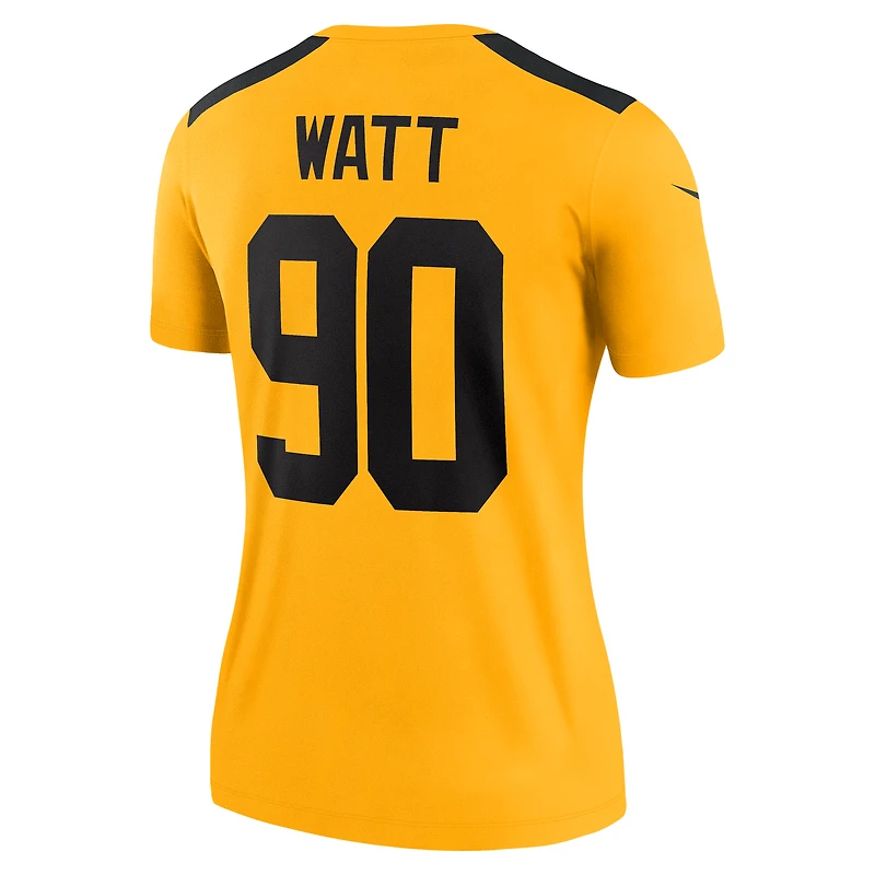 Women's Nike T.J. Watt Gold Pittsburgh Steelers Alternate 1933 Throwback Legend Player Performance Top