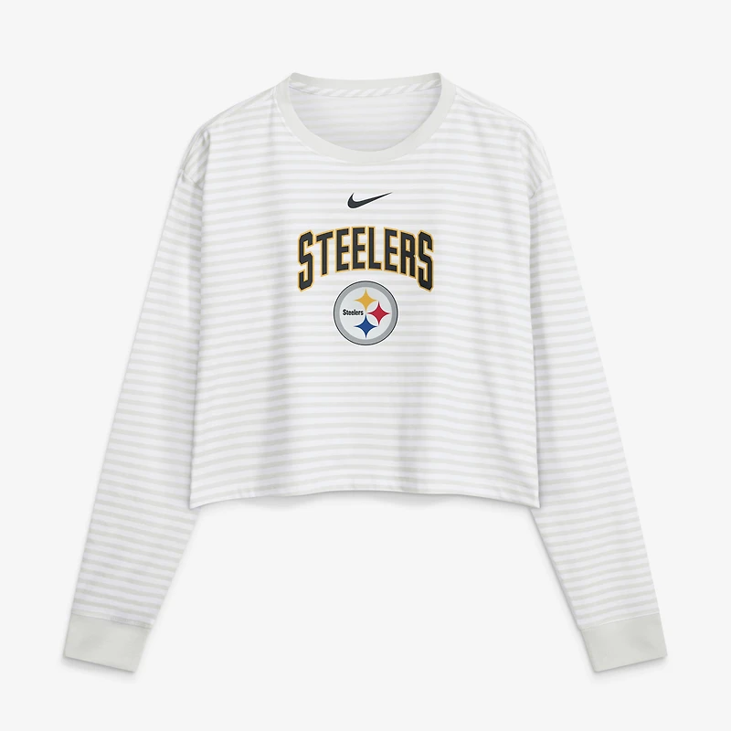 Women's Nike White Pittsburgh Steelers Loose Fit Crop Top