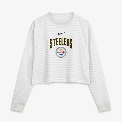 Women's Nike White Pittsburgh Steelers Loose Fit Crop Top
