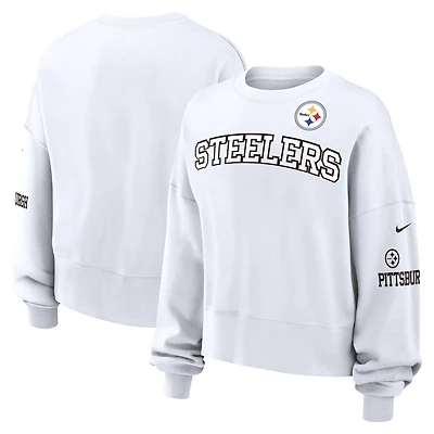 Women's Nike White Pittsburgh Steelers Oversized Pullover Sweatshirt