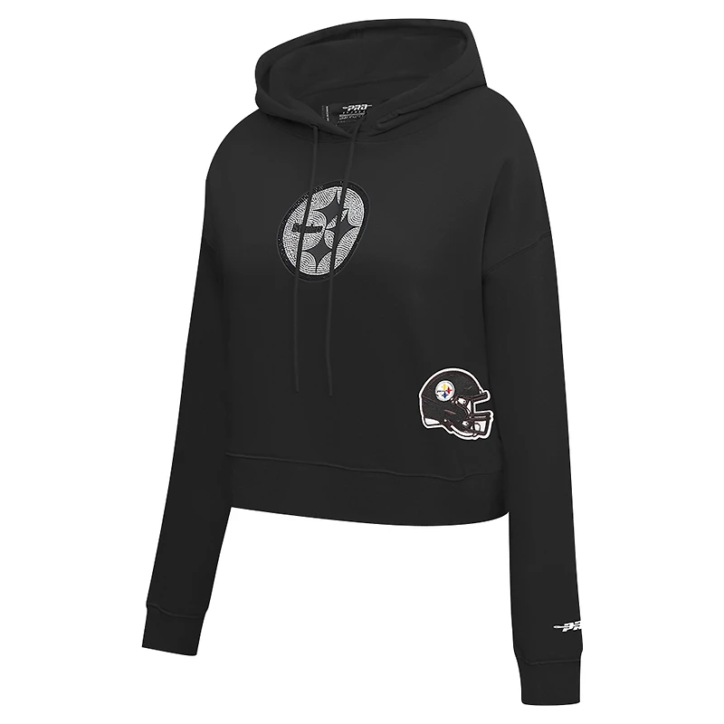 Sweat à capuche court bijoux noir Pro Standard Pittsburgh Steelers pour femme