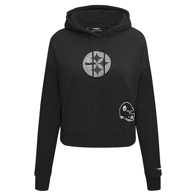Sweat à capuche court bijoux noir Pro Standard Pittsburgh Steelers pour femme