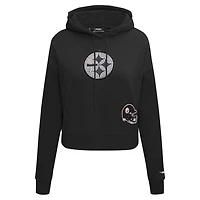 Sweat à capuche court bijoux noir Pro Standard Pittsburgh Steelers pour femme