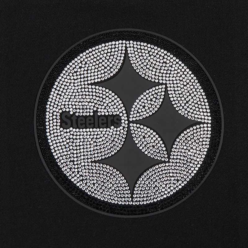 Sweat à capuche court bijoux noir Pro Standard Pittsburgh Steelers pour femme