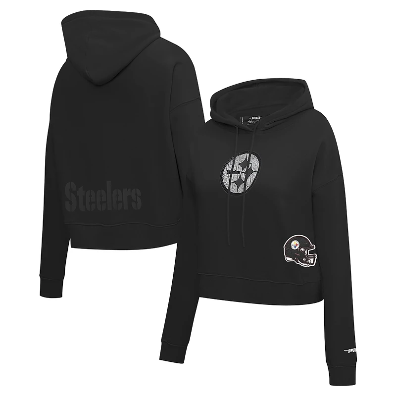 Sweat à capuche court bijoux noir Pro Standard Pittsburgh Steelers pour femme