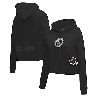 Women's Pro Standard Black Pittsburgh Steelers Jeweled Cropped Pullover Hoodie