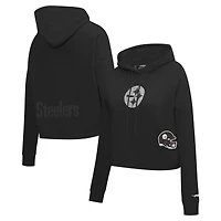 Sweat à capuche court bijoux noir Pro Standard Pittsburgh Steelers pour femme