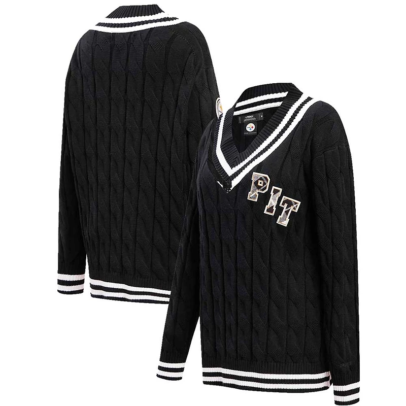 Pull à col en V Pro Standard pour femmes, noir, Pittsburgh Steelers Prep