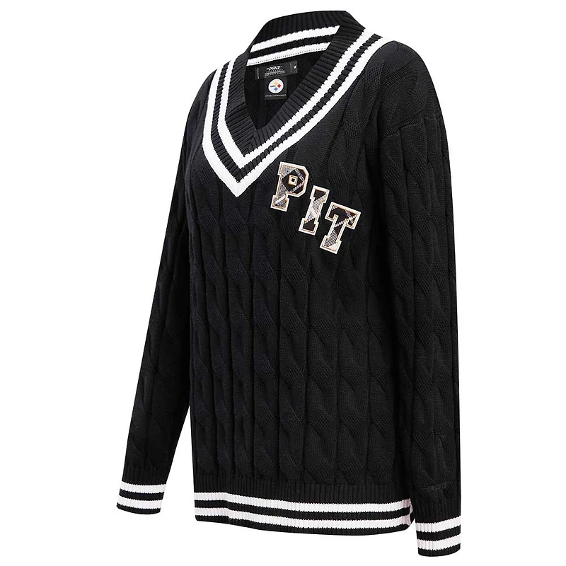 Pull à col en V Pro Standard pour femmes, noir, Pittsburgh Steelers Prep