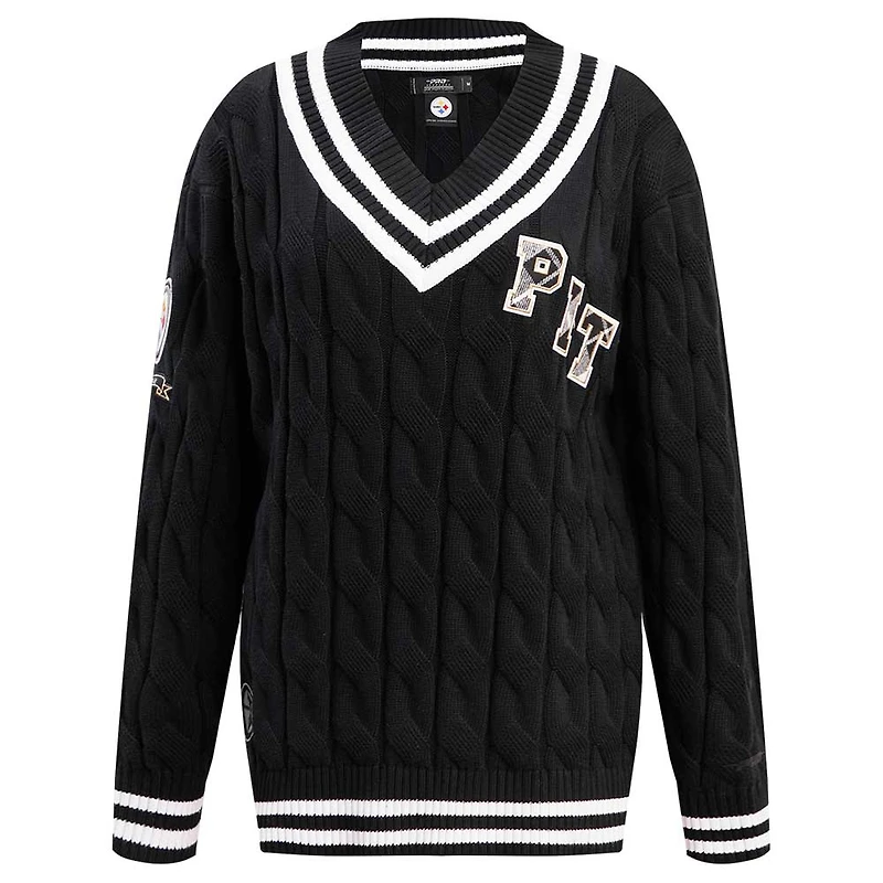 Pull à col en V Pro Standard pour femmes, noir, Pittsburgh Steelers Prep
