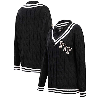 Pull à col en V Pro Standard pour femmes, noir, Pittsburgh Steelers Prep