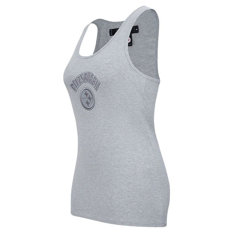 Women's Pro Standard Heather Gray Pittsburgh Steelers Triple Tonal Racerback Tank Top
