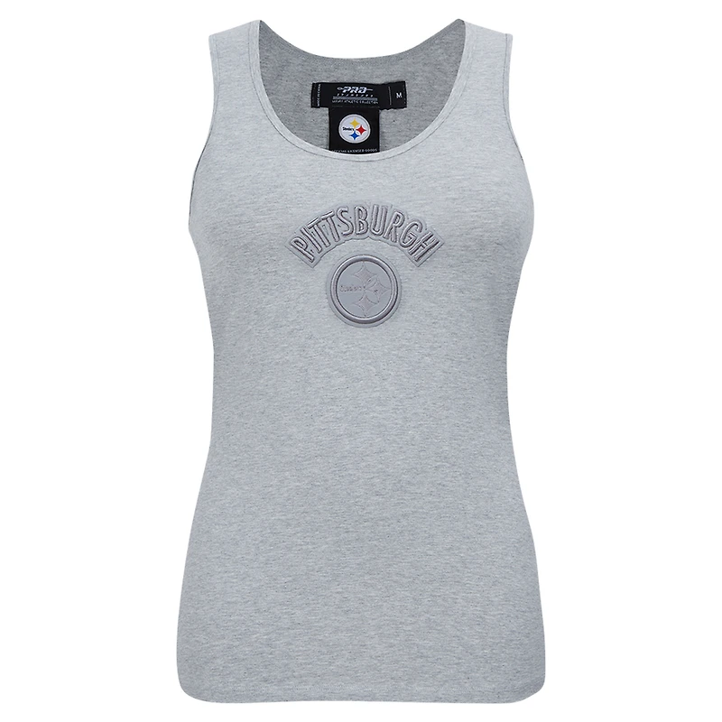 Women's Pro Standard Heather Gray Pittsburgh Steelers Triple Tonal Racerback Tank Top
