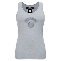 Women's Pro Standard Heather Gray Pittsburgh Steelers Triple Tonal Racerback Tank Top
