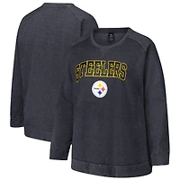 Women's Profile  Charcoal Pittsburgh Steelers Plus Acid Wash Raglan Sweatshirt