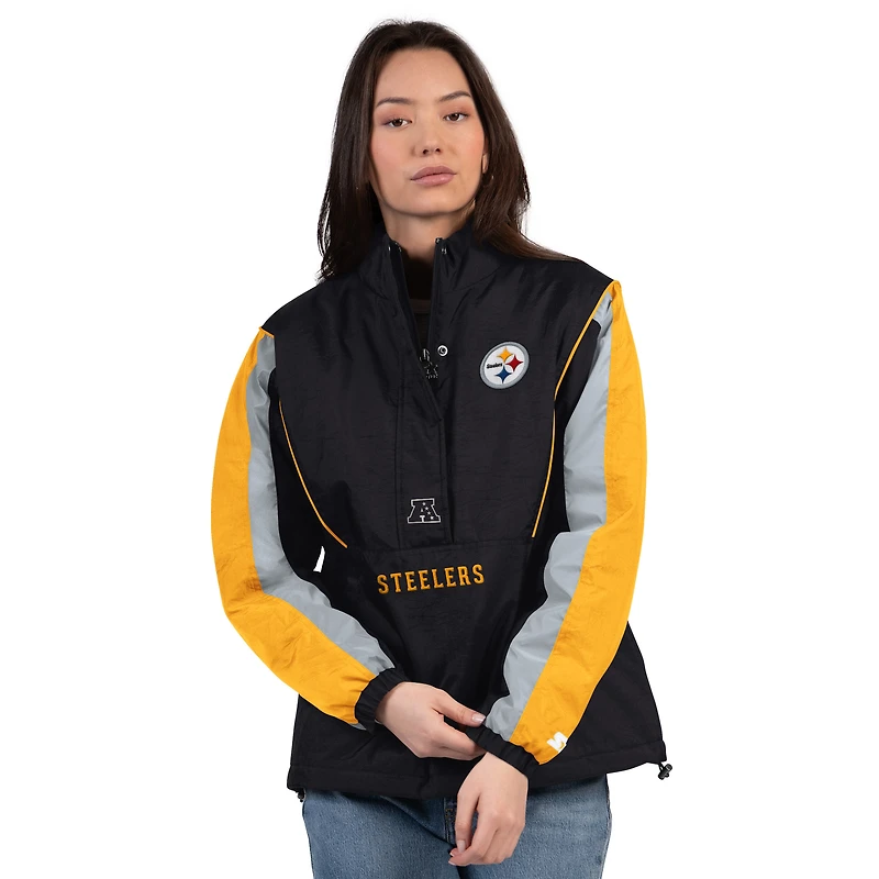 Women's Starter Black/Gold Pittsburgh Steelers Thursday Night Gridiron Half-Zip Jacket