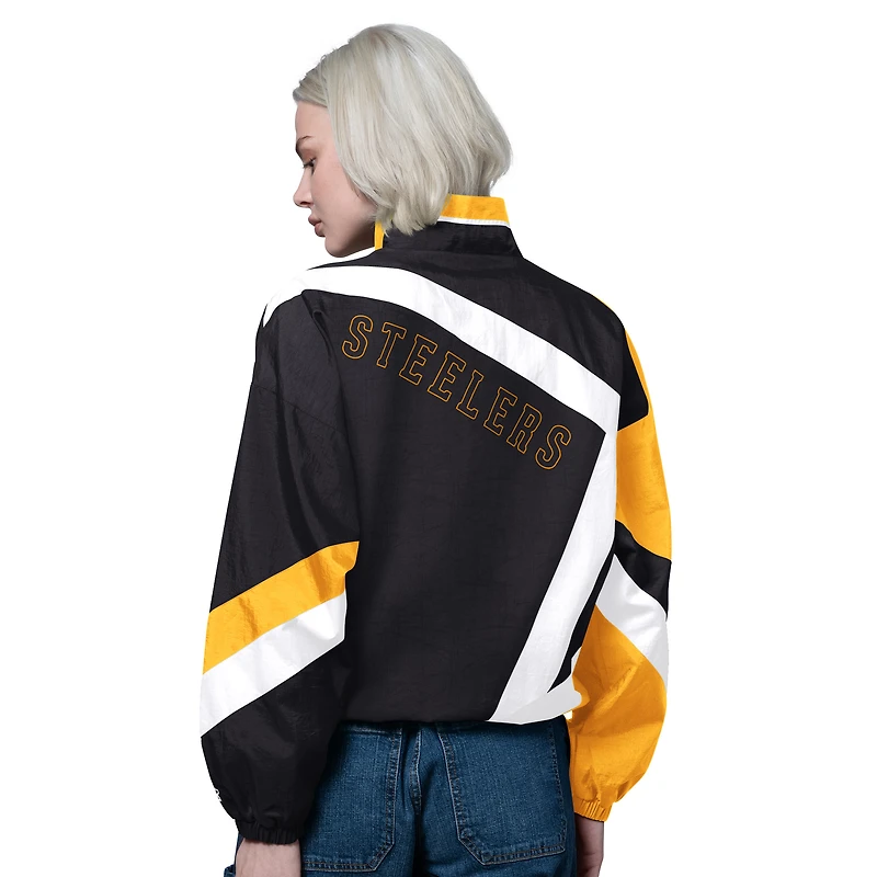 Women's Starter Black/Gold Pittsburgh Steelers Vintage 1st Quarter Full-Zip Windbreaker