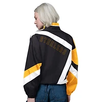 Women's Starter Black/Gold Pittsburgh Steelers Vintage 1st Quarter Full-Zip Windbreaker