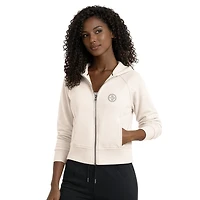 Sweat à capuche zippé court Starter Cream Pittsburgh Steelers pour femme