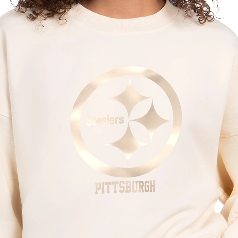 Sweat-shirt en polaire Starter Cream Pittsburgh Steelers Travel Pastels pour femme