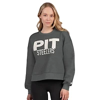 Women's Starter  Heather Gray Pittsburgh Steelers Show Up Cropped Fleece Pullover Sweatshirt