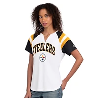 T-shirt Starter blanc Pittsburgh Steelers Game On à col cranté pour femme