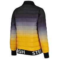 Veste matelassée à glissière pleine longueur The Wild Collective Pittsburgh Steelers pour femme, noir/doré