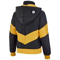 Women's The Wild Collective Black Pittsburgh Steelers Puffer Full-Zip Hoodie Jacket