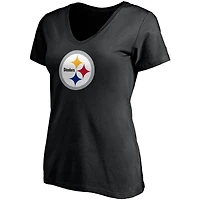 T-shirt à col en V noir pour femme T.J. Watt avec nom et numéro de joueur des Steelers Pittsburgh