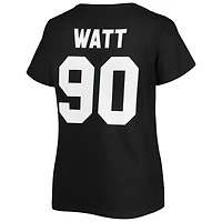 T.J. pour femme Watt Black Pittsburgh Steelers T-shirt à col en V de grande taille avec nom et numéro Fair Catch