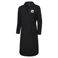 Women's Tommy Bahama Black Pittsburgh Steelers Ashby Isles Three-Quarter Length Sleeve Pullover
 Jersey Dress