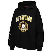 Women's Tommy Hilfiger Black Pittsburgh Steelers Becca Drop Shoulder Pullover Hoodie