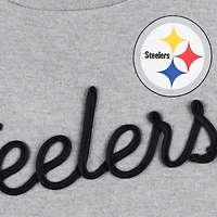 Sweat-shirt Touch Heather Grey/Black Pittsburgh Steelers Outfield pour femme avec dos en V profond et longueur à la taille