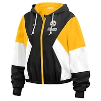 Women's WEAR by Erin Andrews Black/Yellow Pittsburgh Steelers Color Block Full-Zip Windbreaker Jacket