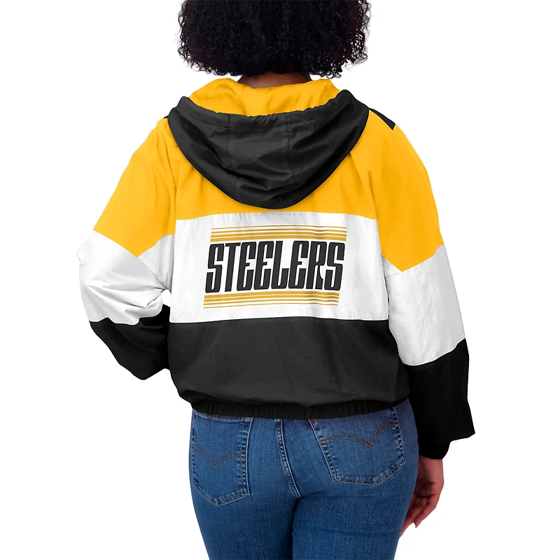 Women's WEAR by Erin Andrews Black/Yellow Pittsburgh Steelers Color Block Full-Zip Windbreaker Jacket