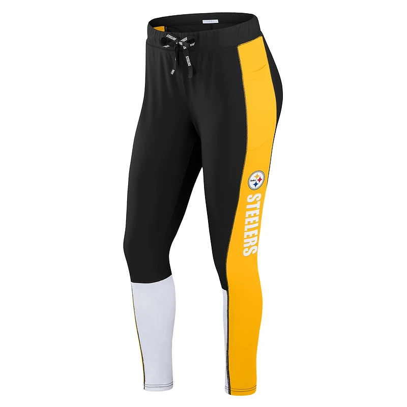 Women's WEAR by Erin Andrews Black/Yellow Pittsburgh Steelers Color-Block Leggings