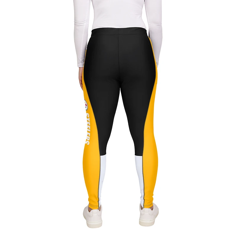 Women's WEAR by Erin Andrews Black/Yellow Pittsburgh Steelers Color-Block Leggings