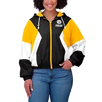 Women's WEAR by Erin Andrews  Black Pittsburgh Steelers Color Block Full-Zip Windbreaker Jacket