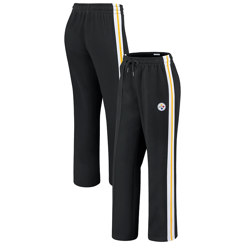 Women's WEAR by Erin Andrews Black Pittsburgh Steelers Color-Block Straight Leg Pants
