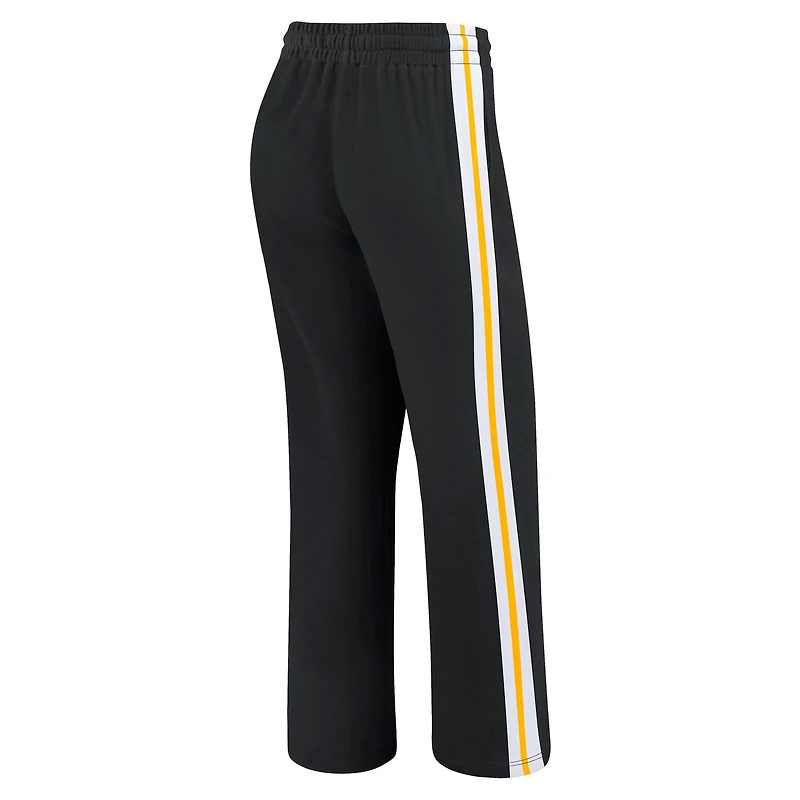 Women's WEAR by Erin Andrews Black Pittsburgh Steelers Color-Block Straight Leg Pants