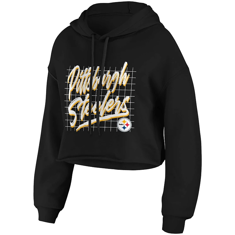 Sweat à capuche court domestique WEAR by Erin Andrews des Steelers de Pittsburgh pour femmes, noir