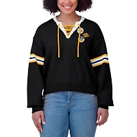 Women's WEAR by Erin Andrews Black  Pittsburgh Steelers Lace-Up Sweater