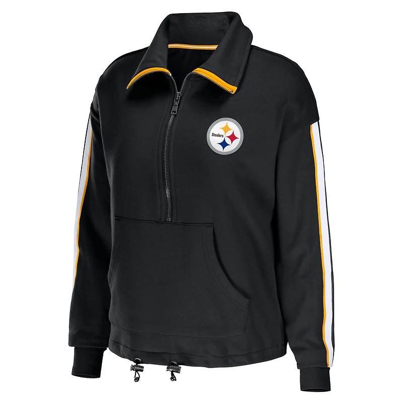 Haut à demi-fermeture éclair WEAR by Erin Andrews pour femme des Steelers de Pittsburgh, noir