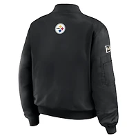 Women's WEAR by Erin Andrews Black Pittsburgh Steelers Patch Full-Zip Bomber Jacket