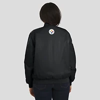 Women's WEAR by Erin Andrews Black Pittsburgh Steelers Patch Full-Zip Bomber Jacket