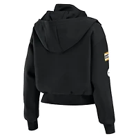 Women's WEAR by Erin Andrews  Black Pittsburgh Steelers Patch Pocket Cropped Full-Zip Bomber Jacket