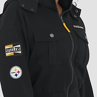 Women's WEAR by Erin Andrews  Black Pittsburgh Steelers Patch Pocket Cropped Full-Zip Bomber Jacket