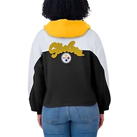 Sweat à capuche zippé blocs de couleurs noir grande taille pour femme WEAR by Erin Andrews des Pittsburgh Steelers